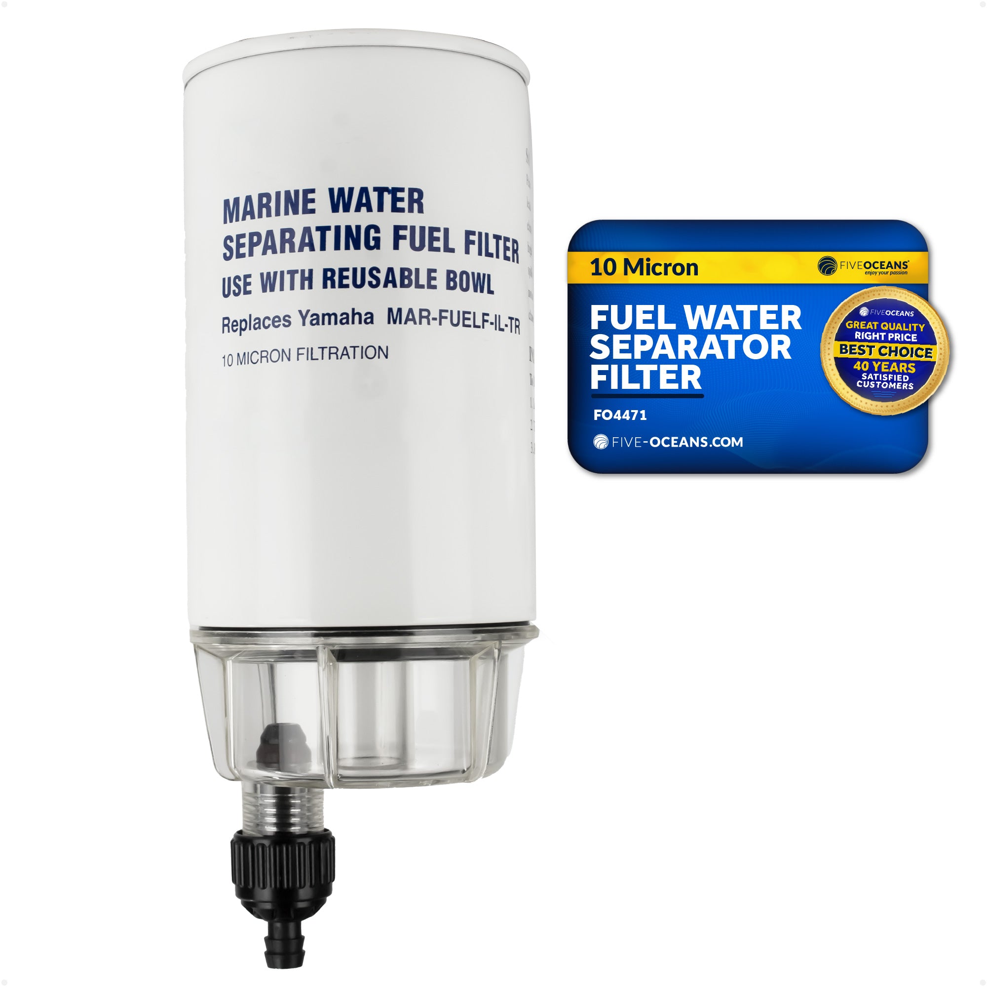 Fuel Filter Water Separator with Clear Bowl for MAR-FUELF-IL-TR - 4471