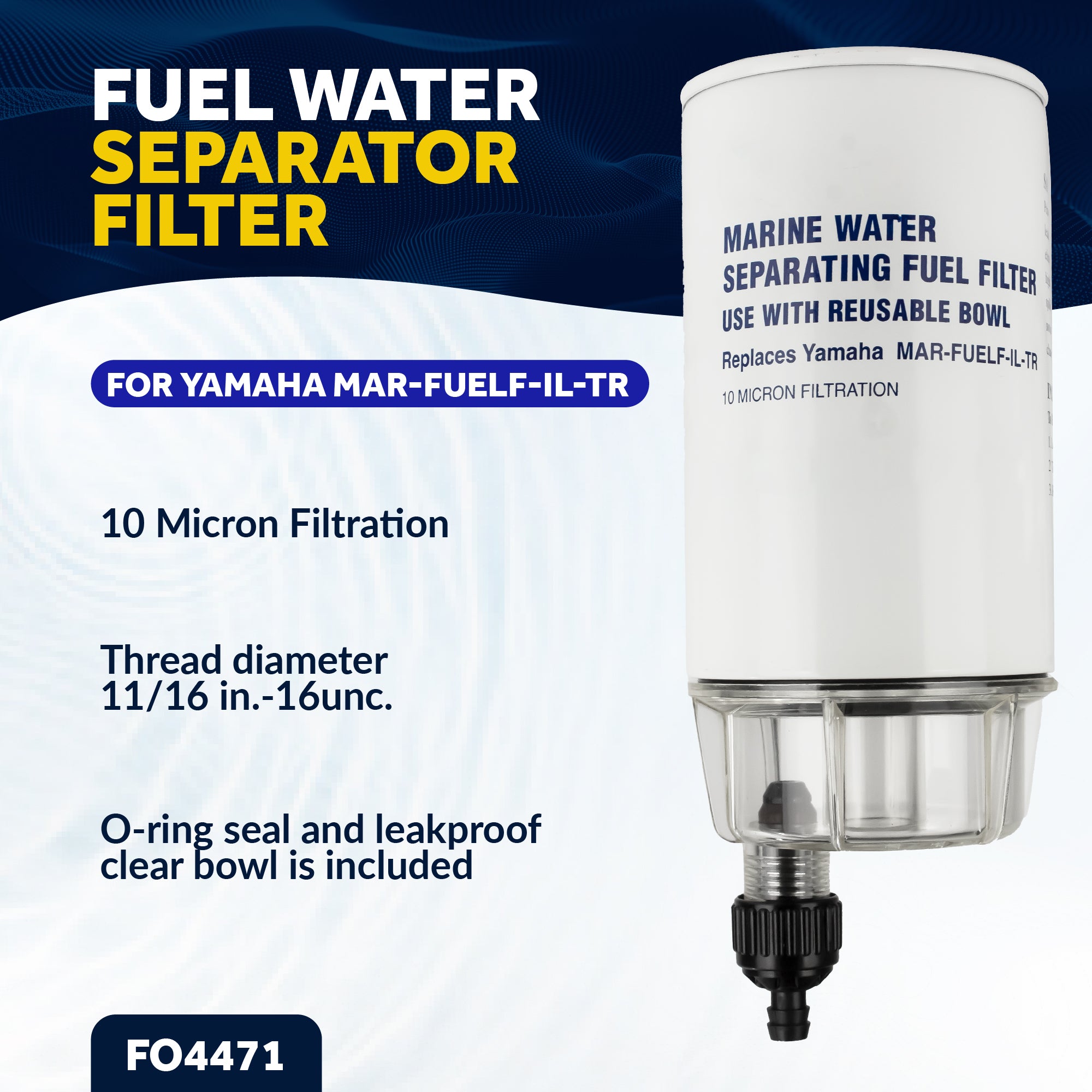 Fuel Filter Water Separator with Clear Bowl for MAR-FUELF-IL-TR - 4471 - Five Oceans