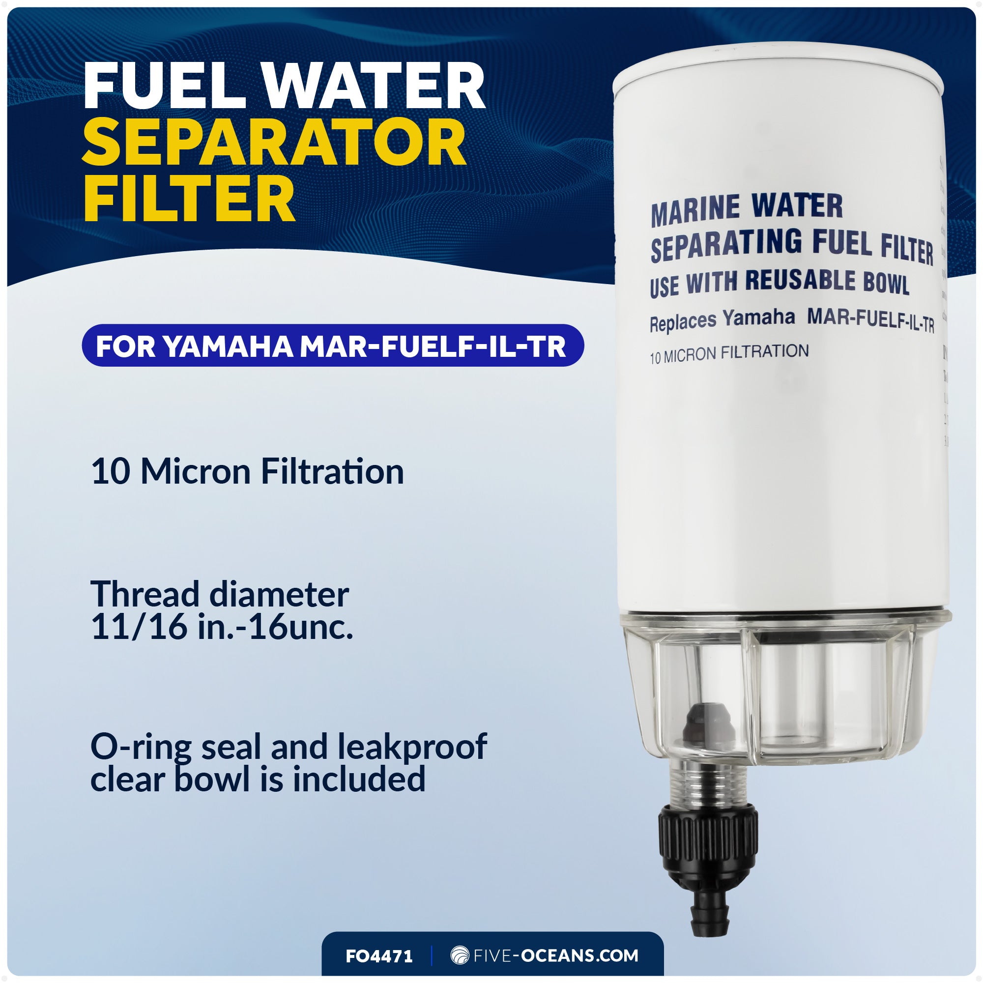 Fuel Filter Water Separator with Clear Bowl for MAR-FUELF-IL-TR - 4471