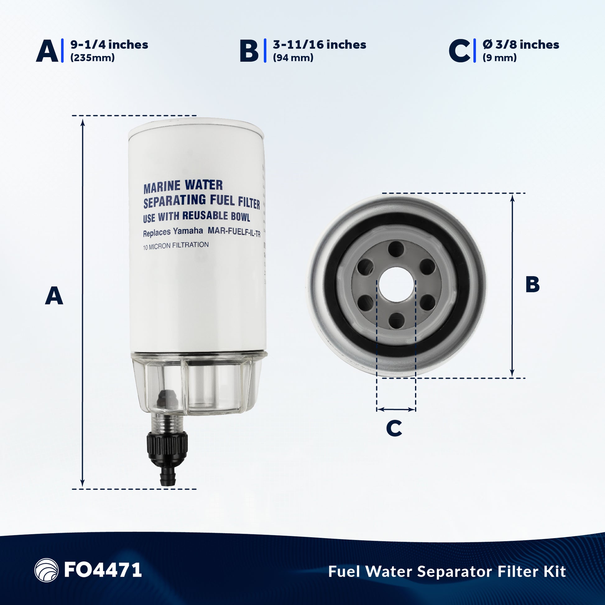 Fuel Filter Water Separator with Clear Bowl for MAR-FUELF-IL-TR - 4471 - Five Oceans