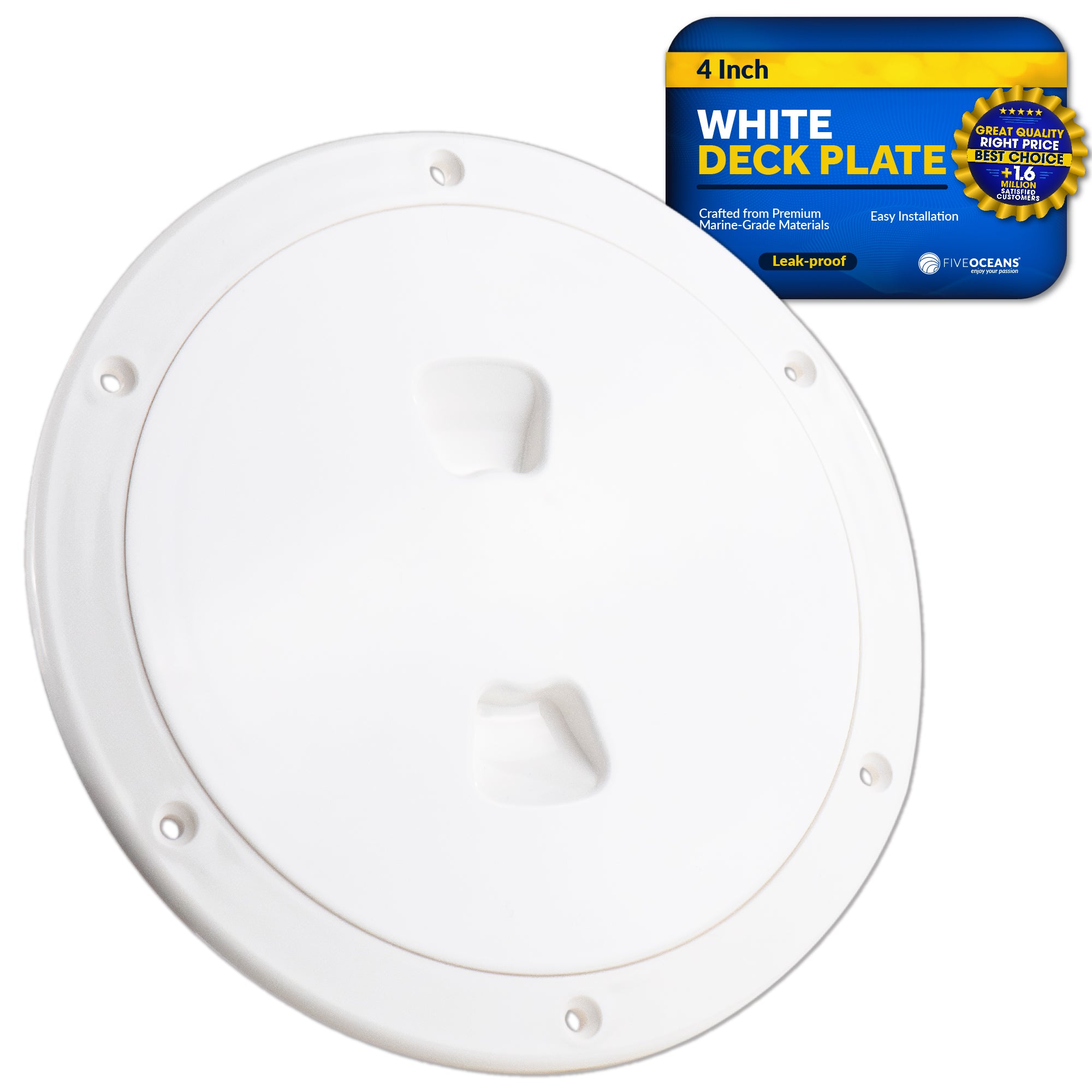 4" Deck Plate, Round Off-White - FO4473 - Five Oceans