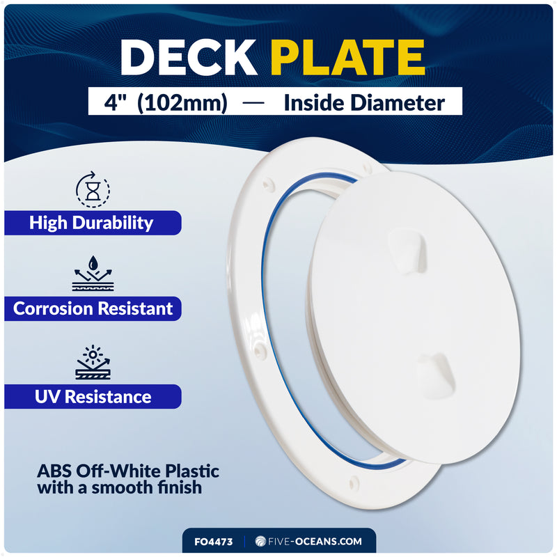 4" Deck Plate, Round Screw-in, Off-White - FO4473 - Five Oceans