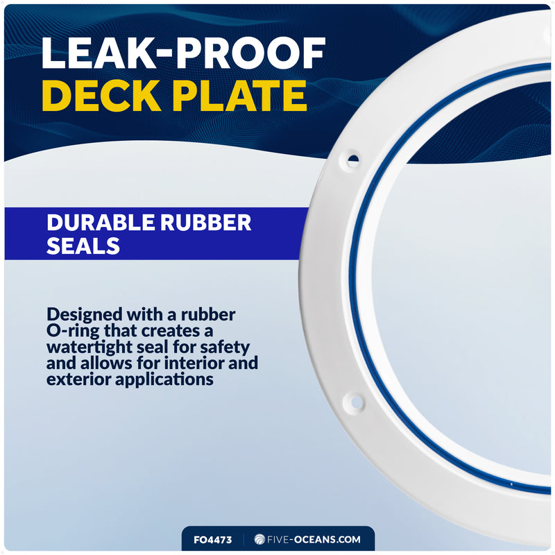 4" Deck Plate, Round Screw-in, Off-White - FO4473 - Five Oceans