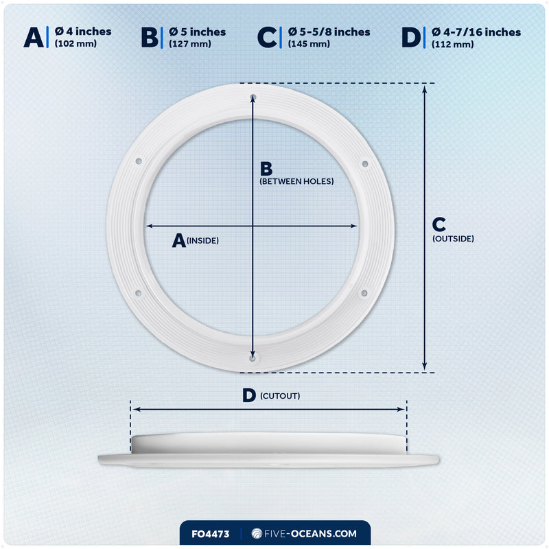 4" Deck Plate, Round Screw-in, Off-White - FO4473 - Five Oceans