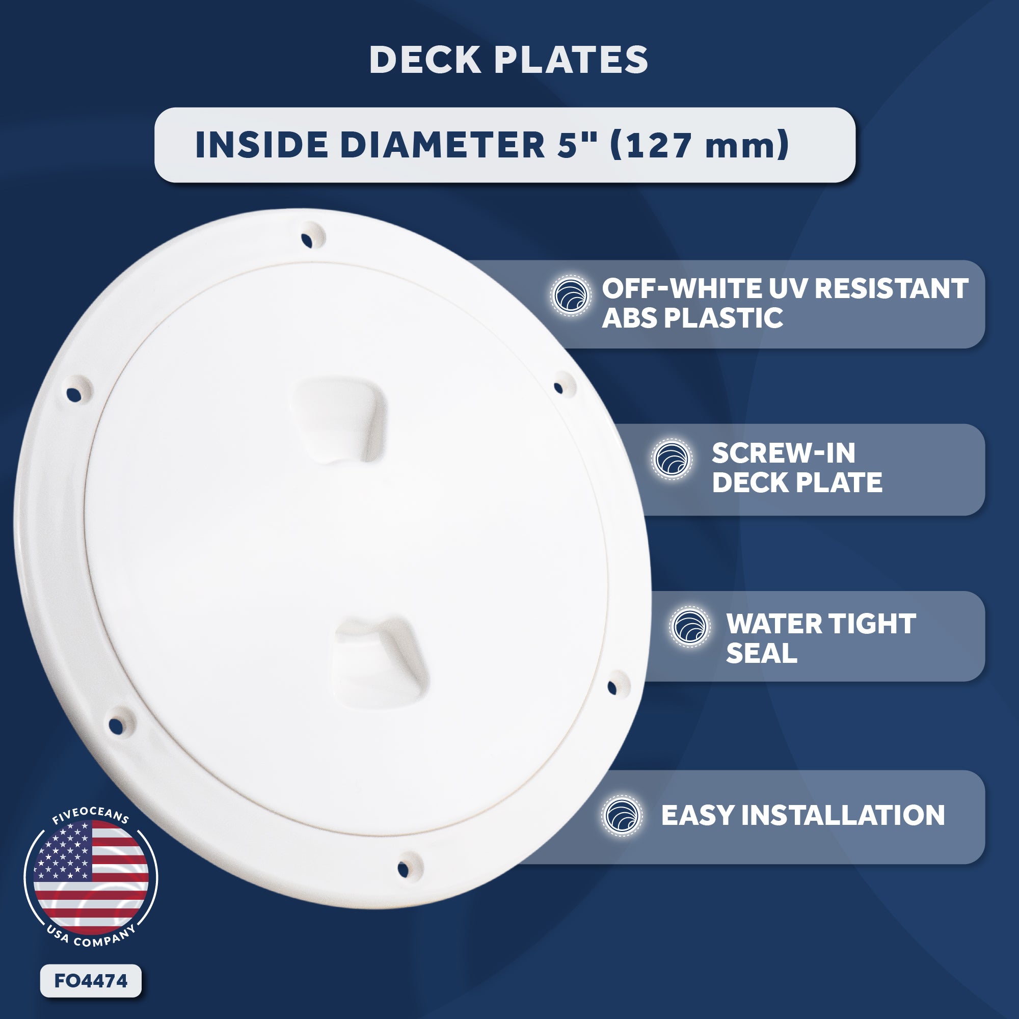 5" Deck Plate, Round Off-White - FO4474