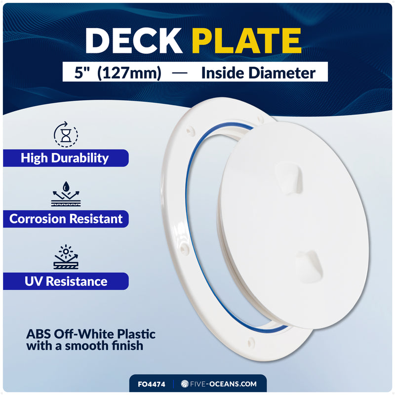 5" Deck Plate, Round Screw-in, Off-White - FO4474 - Five Oceans