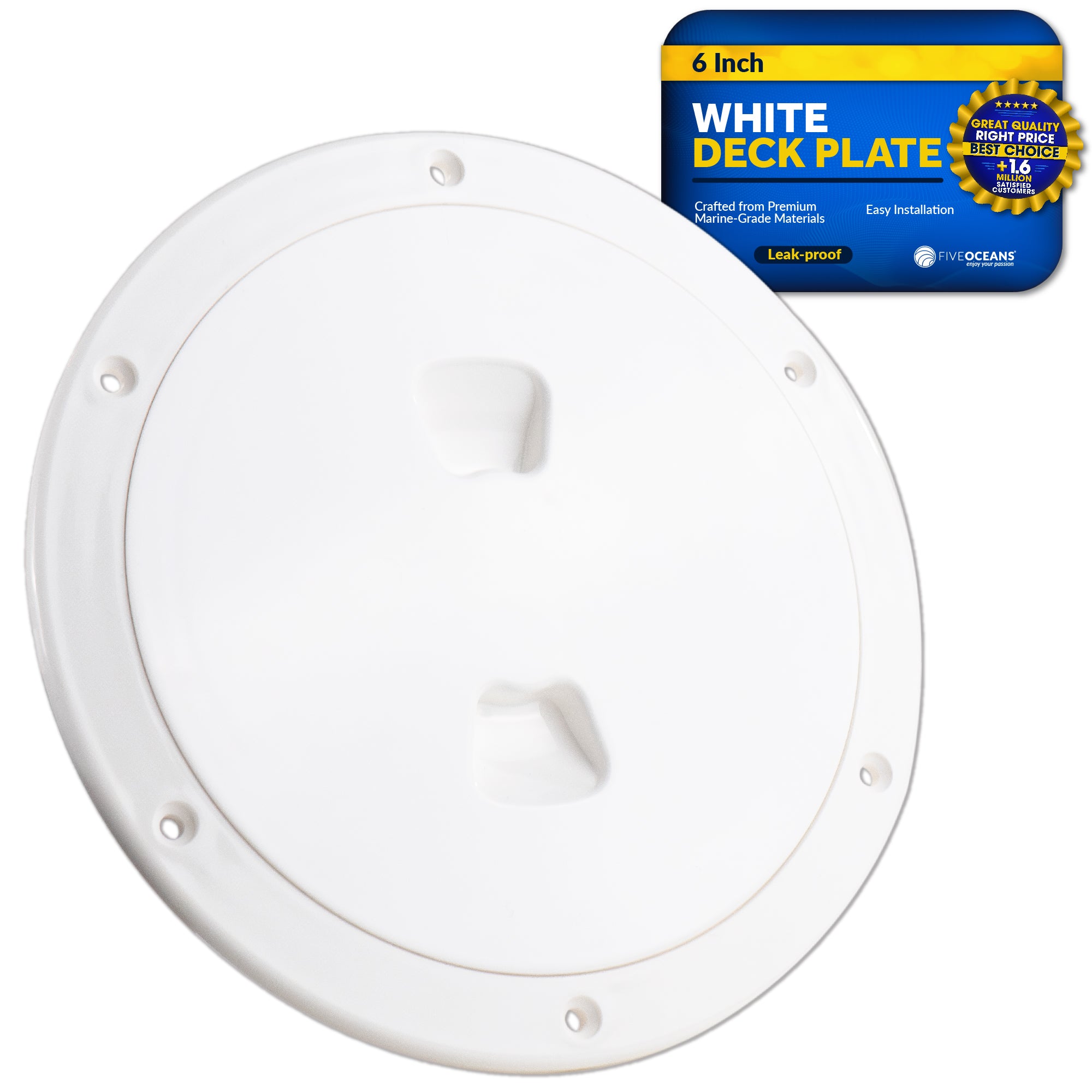 6" Deck Plate, Round Off-White - FO4475 - Five Oceans