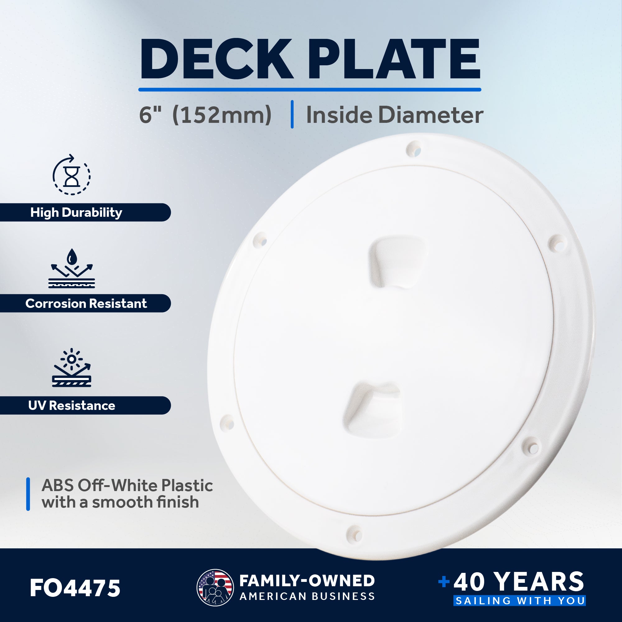 6" Deck Plate, Round Off-White - FO4475 - Five Oceans