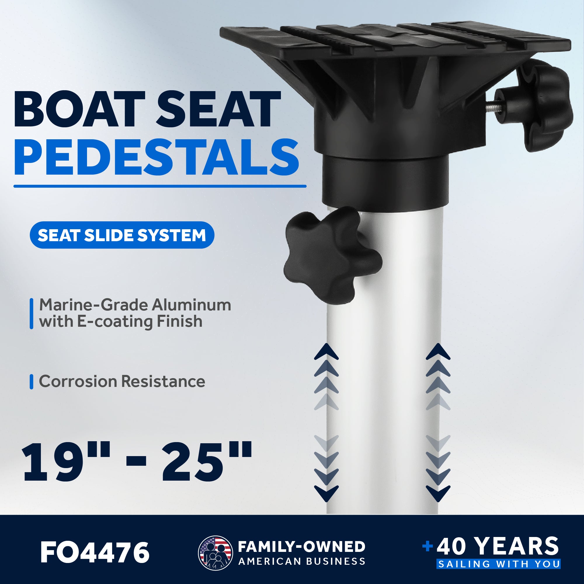 Boat Seat Pedestals, Adjustable from 19" to 25" - FO4476