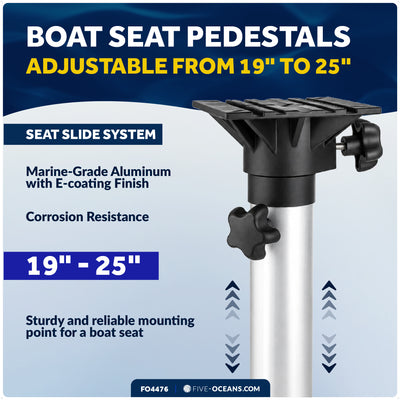 Seat Pedestal, Adjustable from 19" to 25" Height, Aluminum