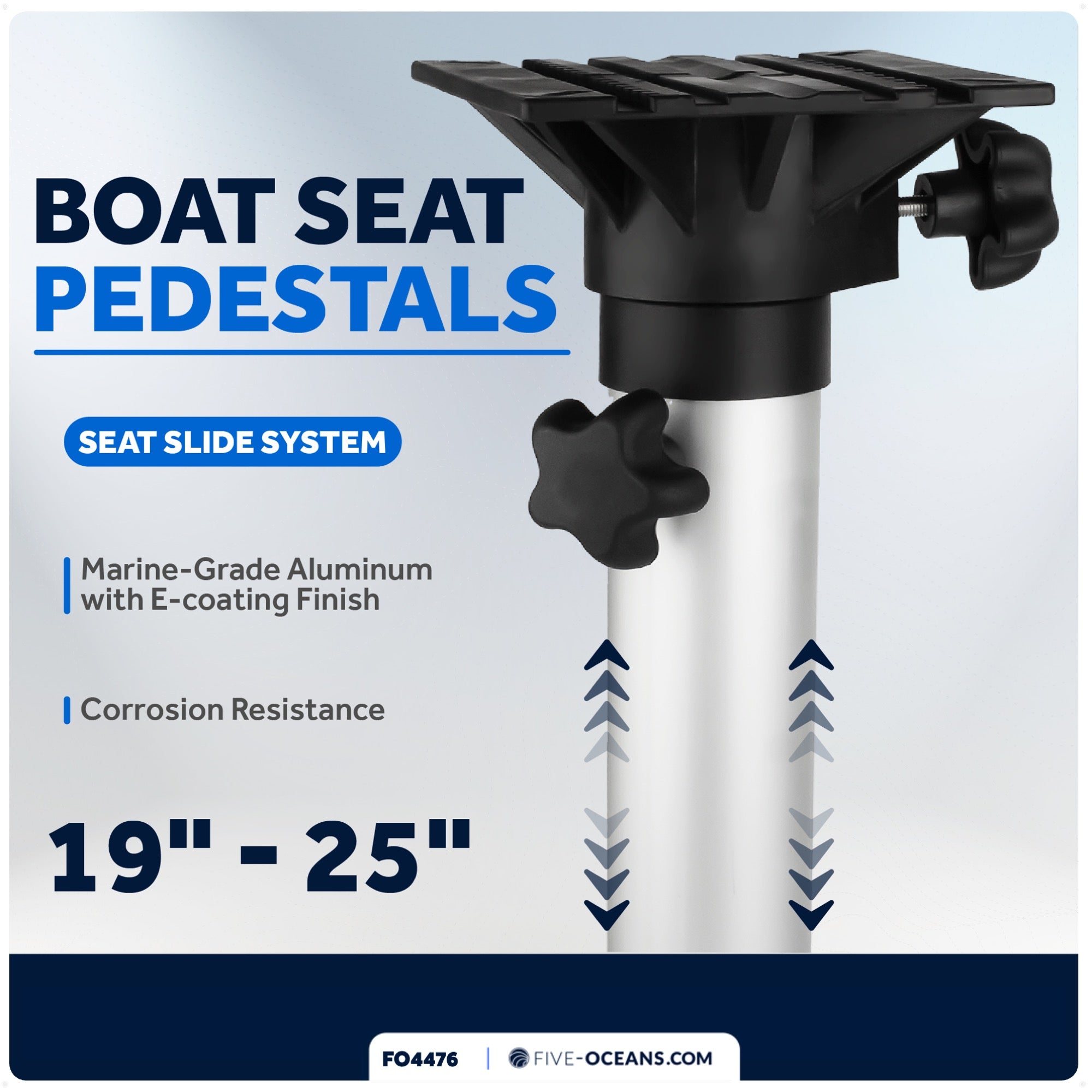 Seat Pedestal, Adjustable from 19" to 25" Height, Aluminum - FO4476 - Five Oceans