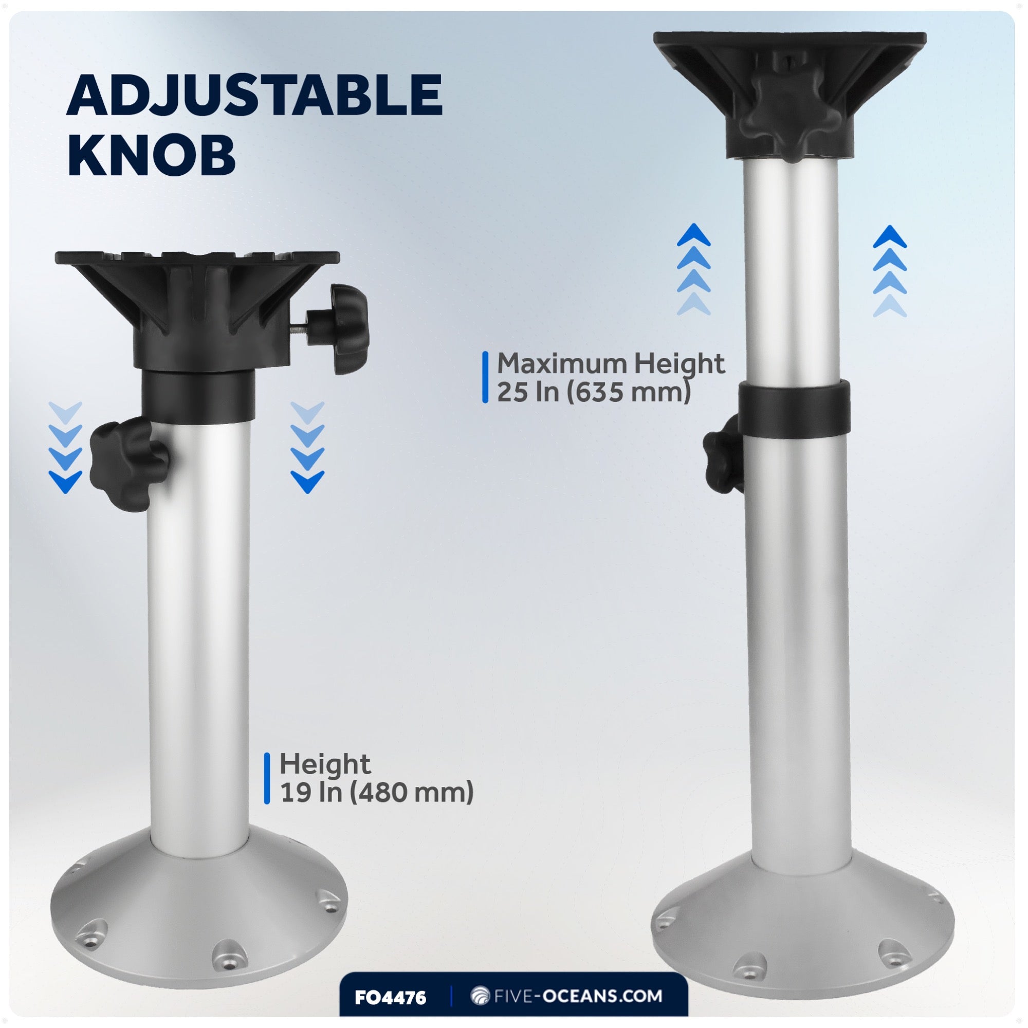 Boat Seat Pedestals, Adjustable from 19" to 25" - FO4476 - Five Oceans