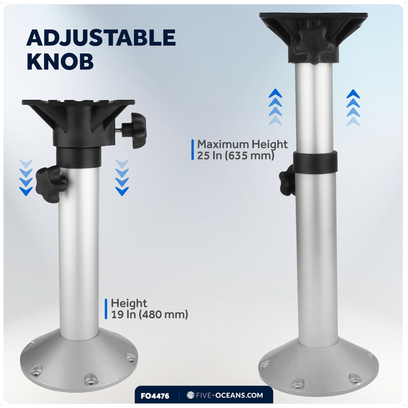 Seat Pedestal, Adjustable from 19" to 25" Height, Aluminum - FO4476 - Five Oceans