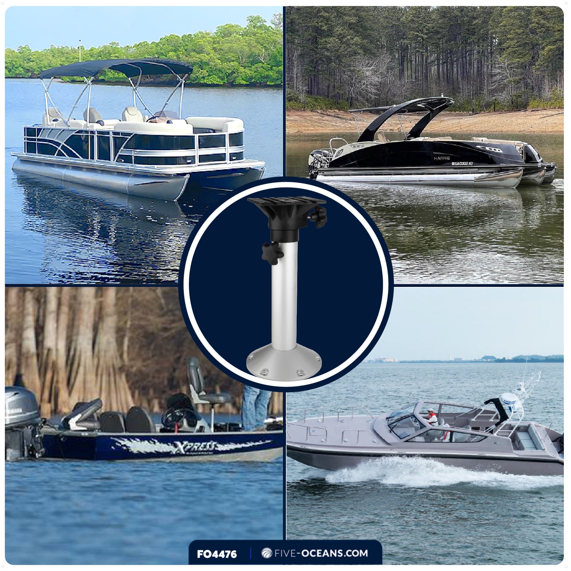 Boat Seat Pedestals, Adjustable from 19" to 25" - FO4476 - Five Oceans