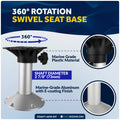 Seat Pedestal and Locking Slide Kit, Aluminum - FO4477-4478-KIT - Five Oceans