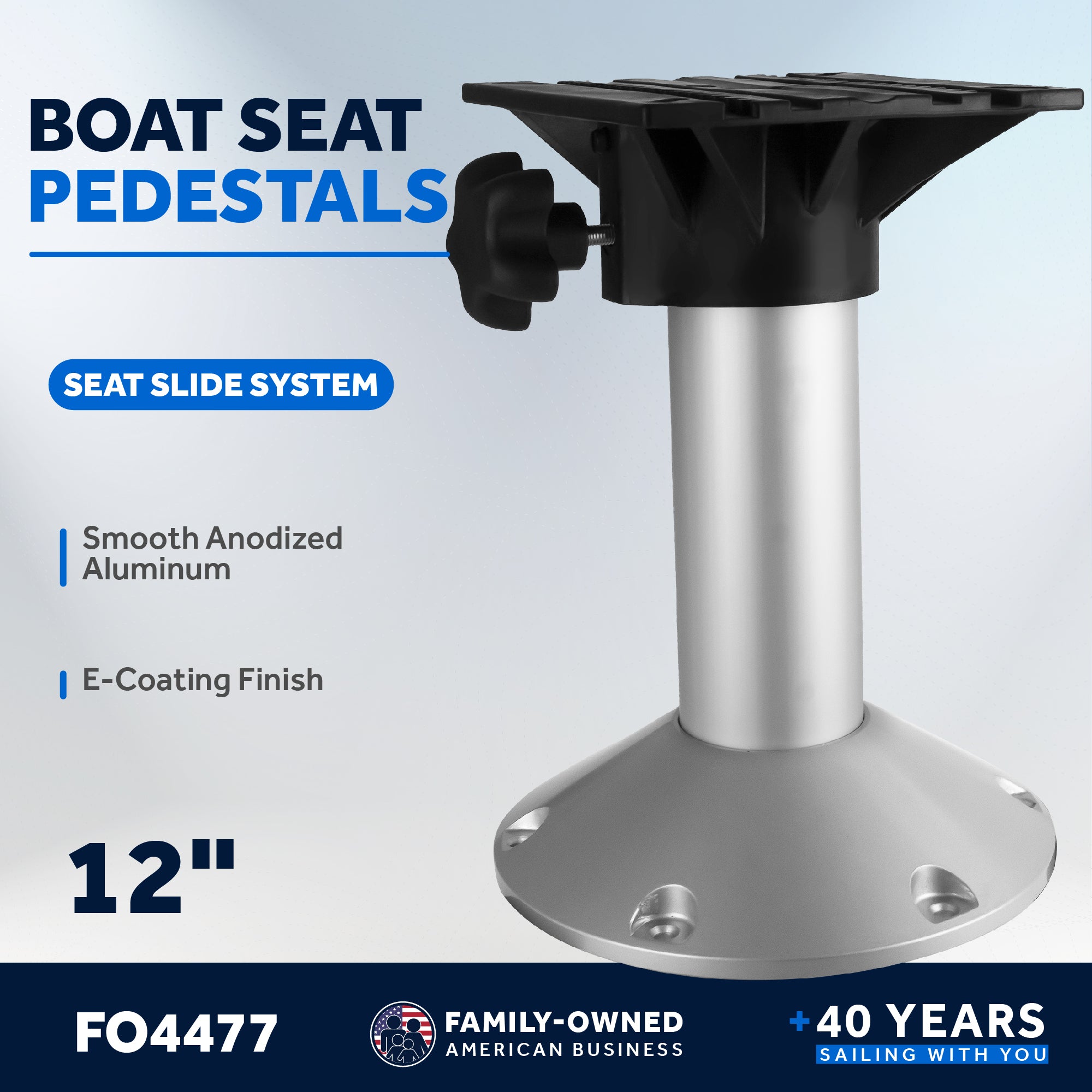 Boat Seat Pedestals, Fixed 12" - FO4477