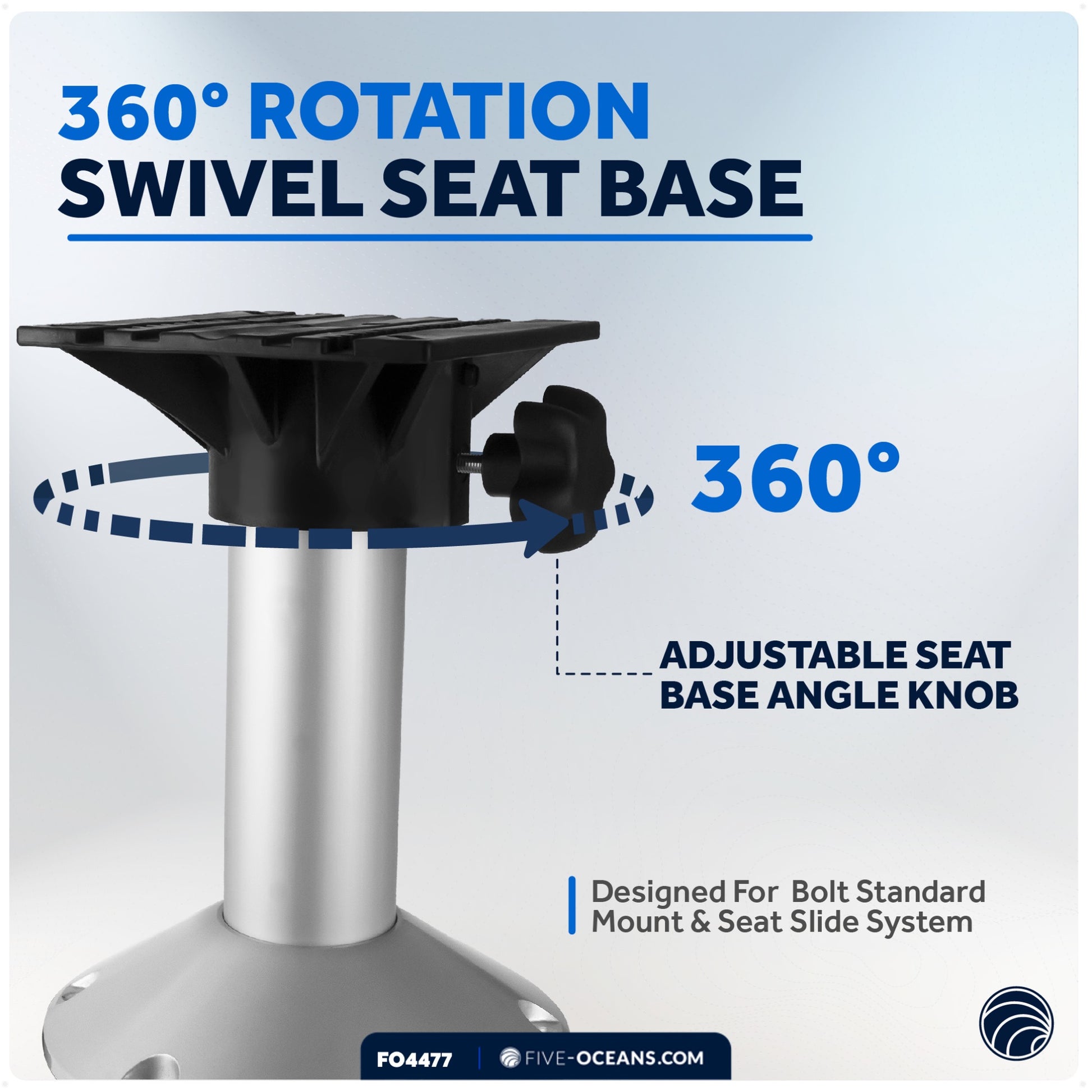 Boat Seat Pedestals, Fixed 12" - FO4477 - Five Oceans