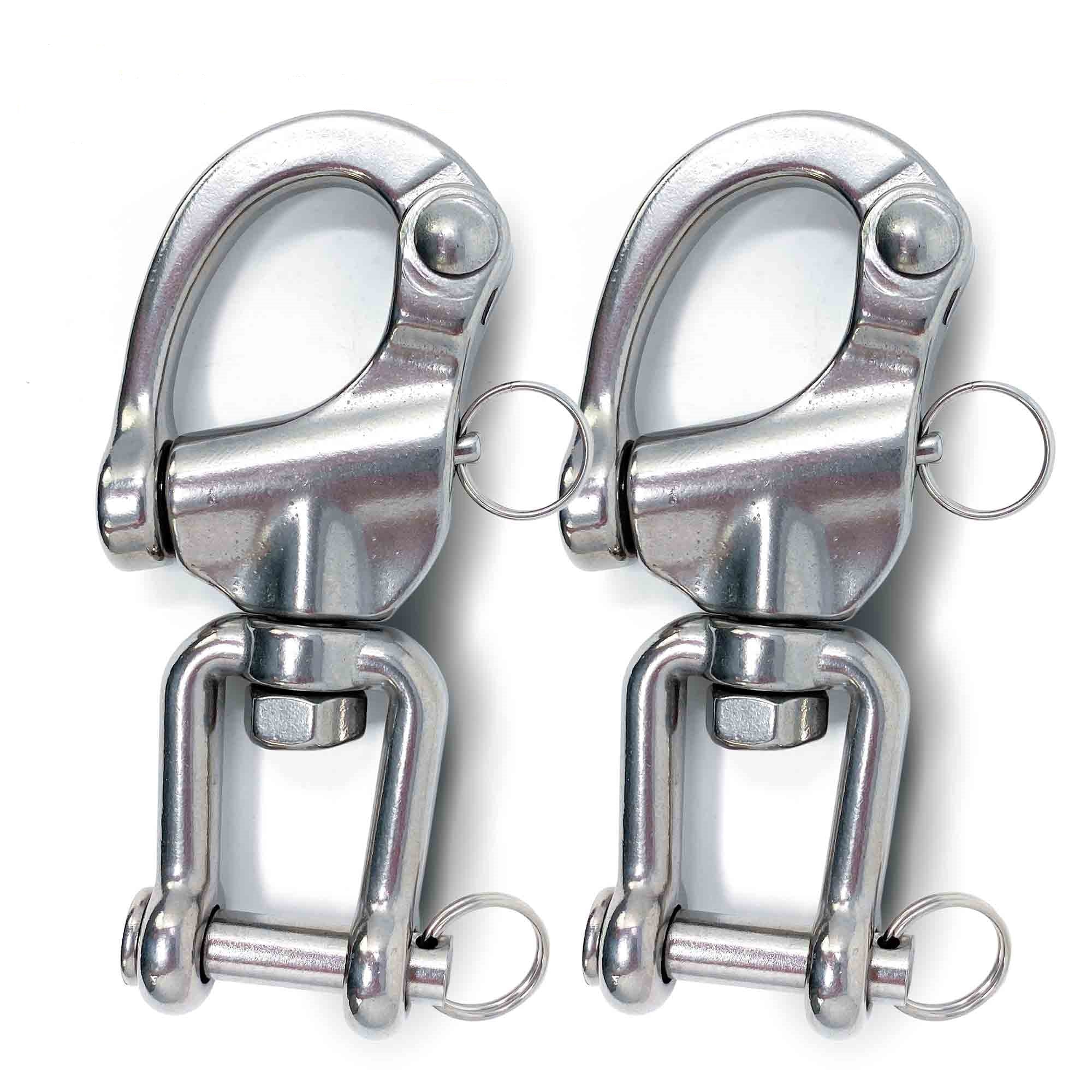 5" Pin Release Snap Shackle with Swivel Jaw, AISI316 Stainless Steel, 2-Pack - FO448-M2