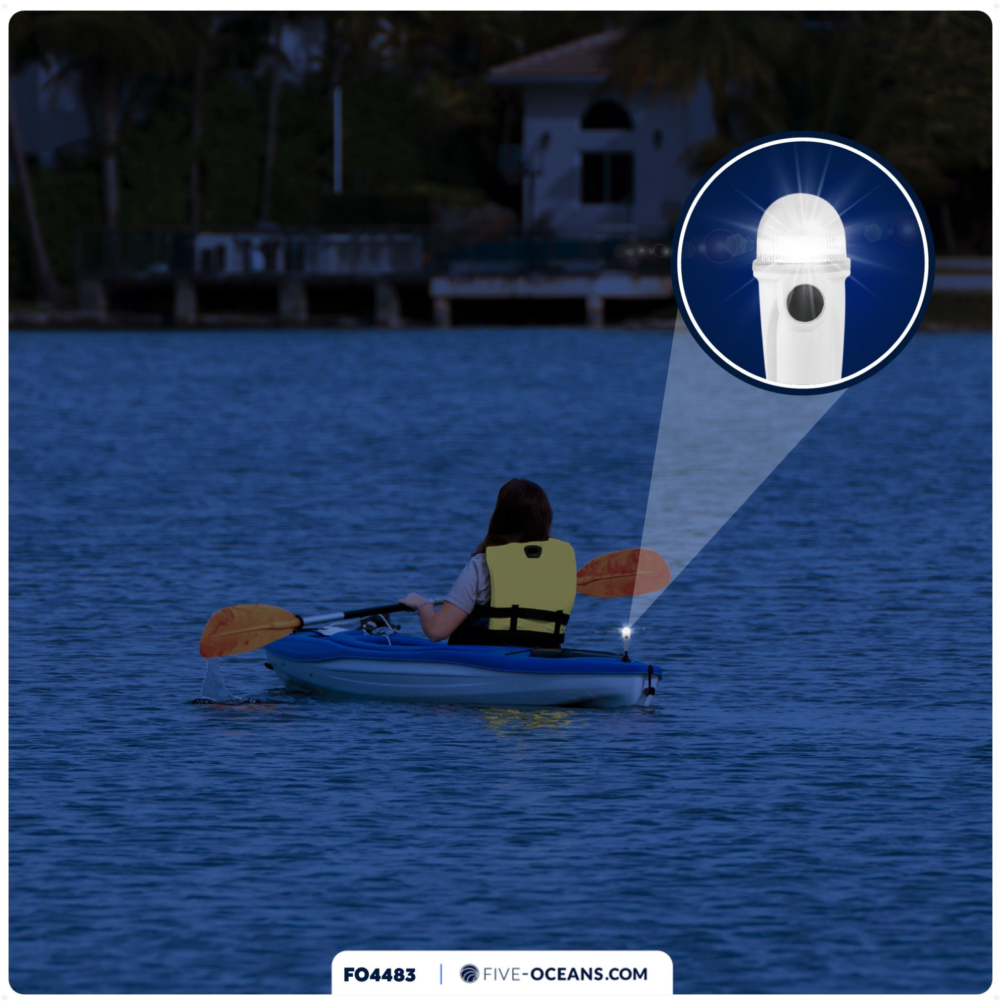 LED Anchor Navigation Light with Suction Cup, 8" - FO4483 - Five Oceans