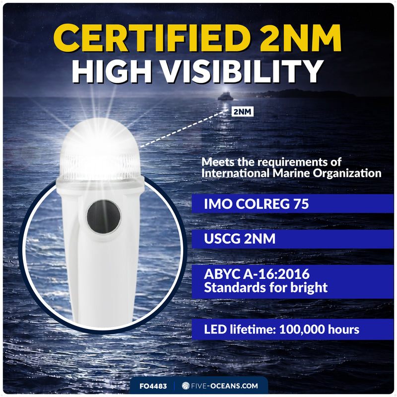 8" LED Anchor Navigation Light with Suction Cup, Battery-Powered - 2NM