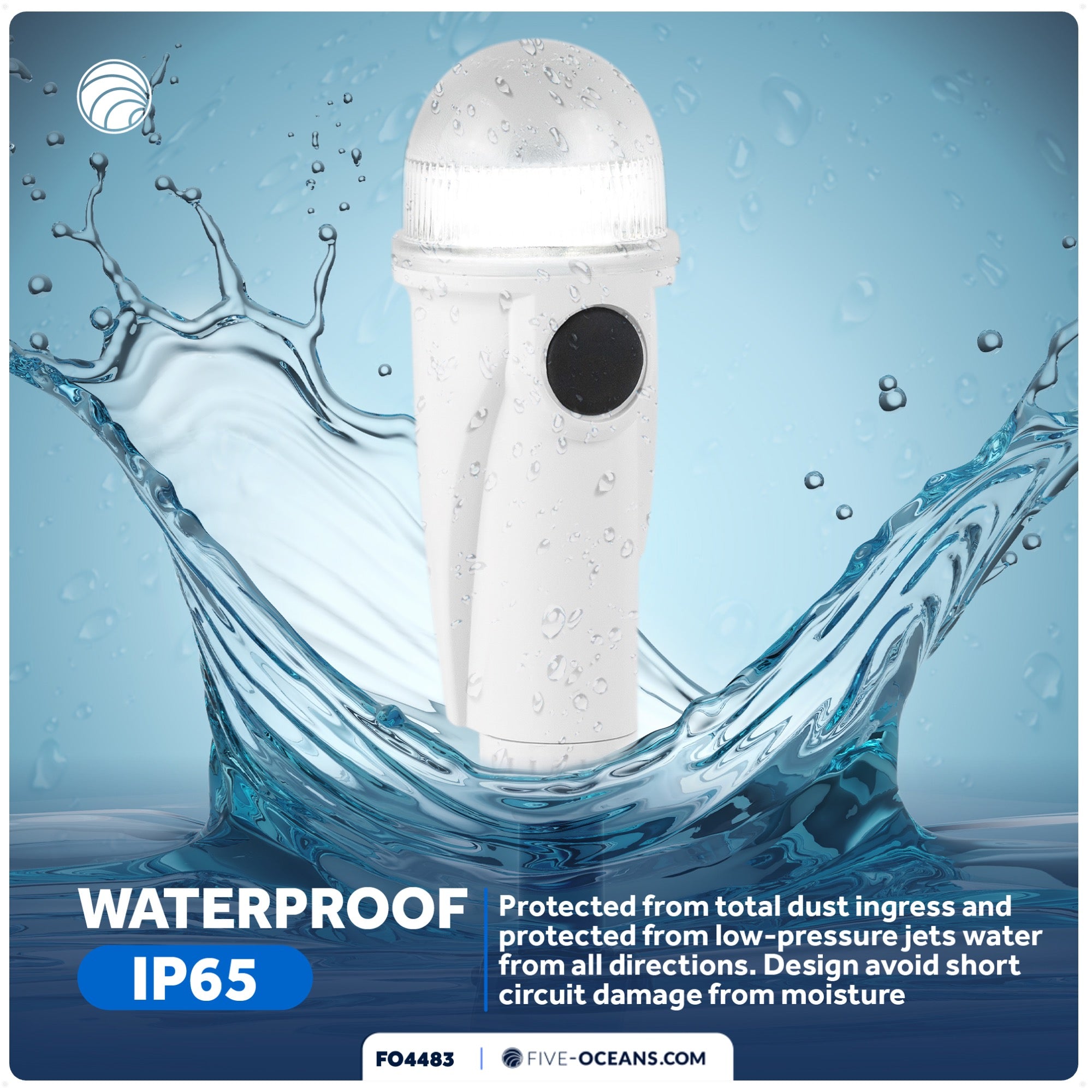 LED Anchor Navigation Light with Suction Cup, 8" - FO4483 - Five Oceans