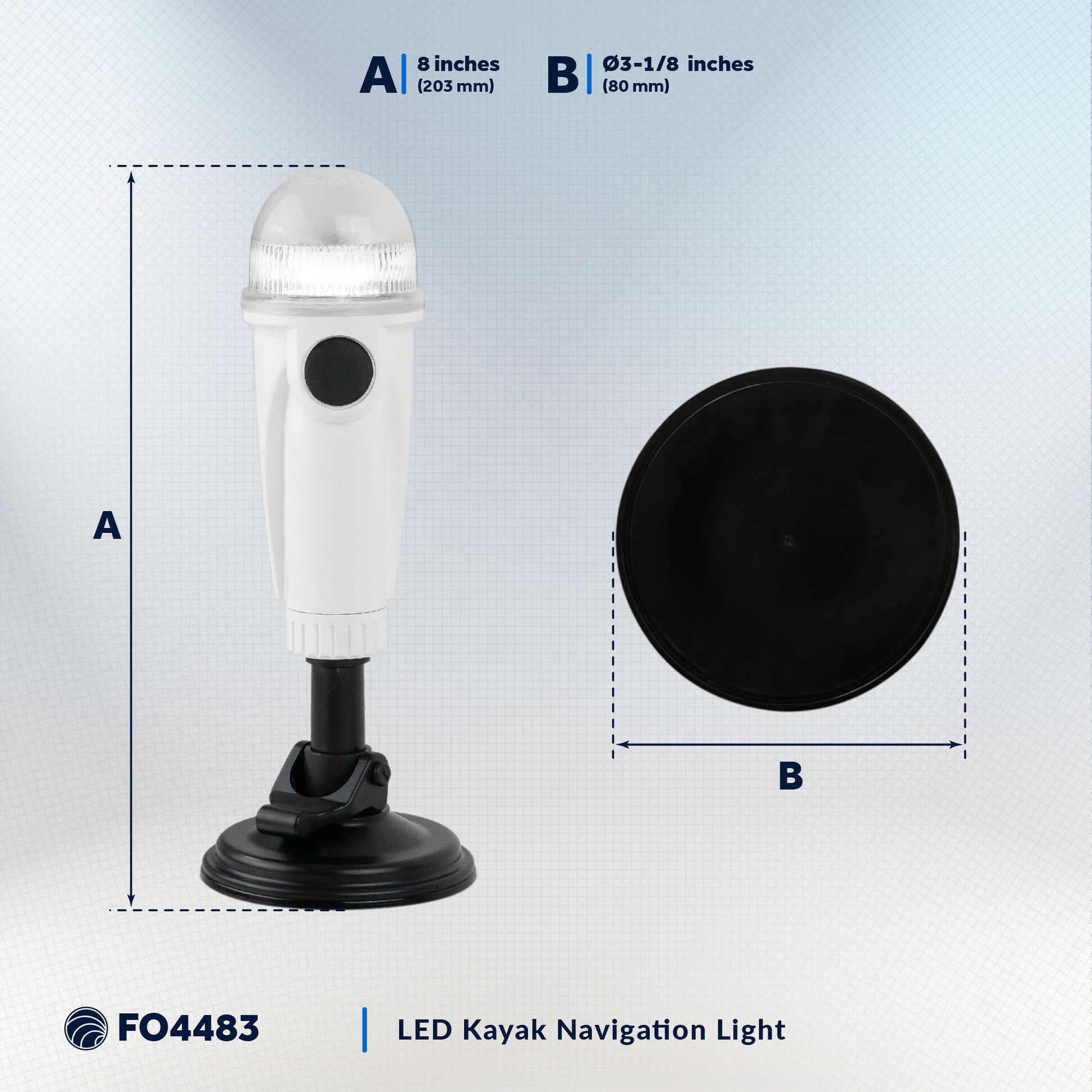 LED Anchor Navigation Light with Suction Cup, 8" - FO4483 - Five Oceans