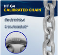 1/4" Anchor Chain with 2 Shackles, HT G4 Marine-Grade Galvanized Steel - Five Oceans
