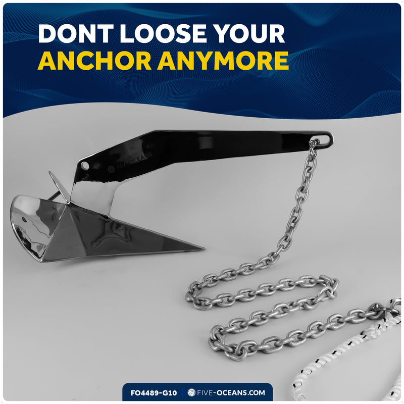 Anchor Chain 1/4" x 10' with 2 Shackles, HT G4 Galvanized Steel – FO4489-G10 - Five Oceans