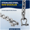 Anchor Chain 1/4" x 15' with 2 Shackles, HT G4 Galvanized Steel - FO4489-G15 - Five Oceans