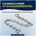 Anchor Chain 1/4" x 2' with 2 Shackles, HT G4 Galvanized Steel - FO4489-G2 - Five Oceans