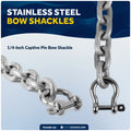 Anchor Chain 1/4" x 2' with 2 Shackles, HT G4 Galvanized Steel - FO4489-G2 - Five Oceans