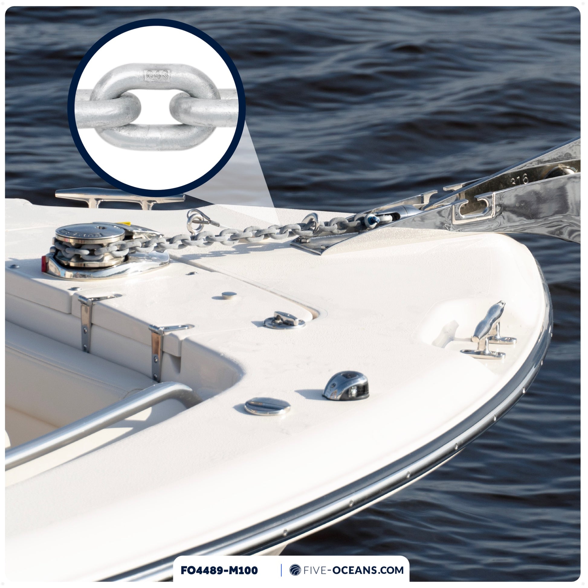 1/4" x 100'  Windlass Boat Anchor Chain, HT G4 Galvanized Steel - FO4489-M100 - Five Oceans