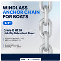 Windlass Anchor Chain 1/4" HTG4 - Galvanized Steel - (Per Foot) - FO4489 - Five Oceans