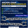 Anchor Chain 5/16" x 10' with 2 Shackles, HT G4 Galvanized Steel - FO4490-G10 - Five Oceans