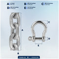 Anchor Chain 5/16" x 15' with 2 Shackles, HT G4 Galvanized Steel - FO4490-G15 - Five Oceans