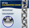 1/4" Anchor Chain with 2 Shackles, Marine-Grade HTG4 AISI316 Stainless Steel - Five Oceans