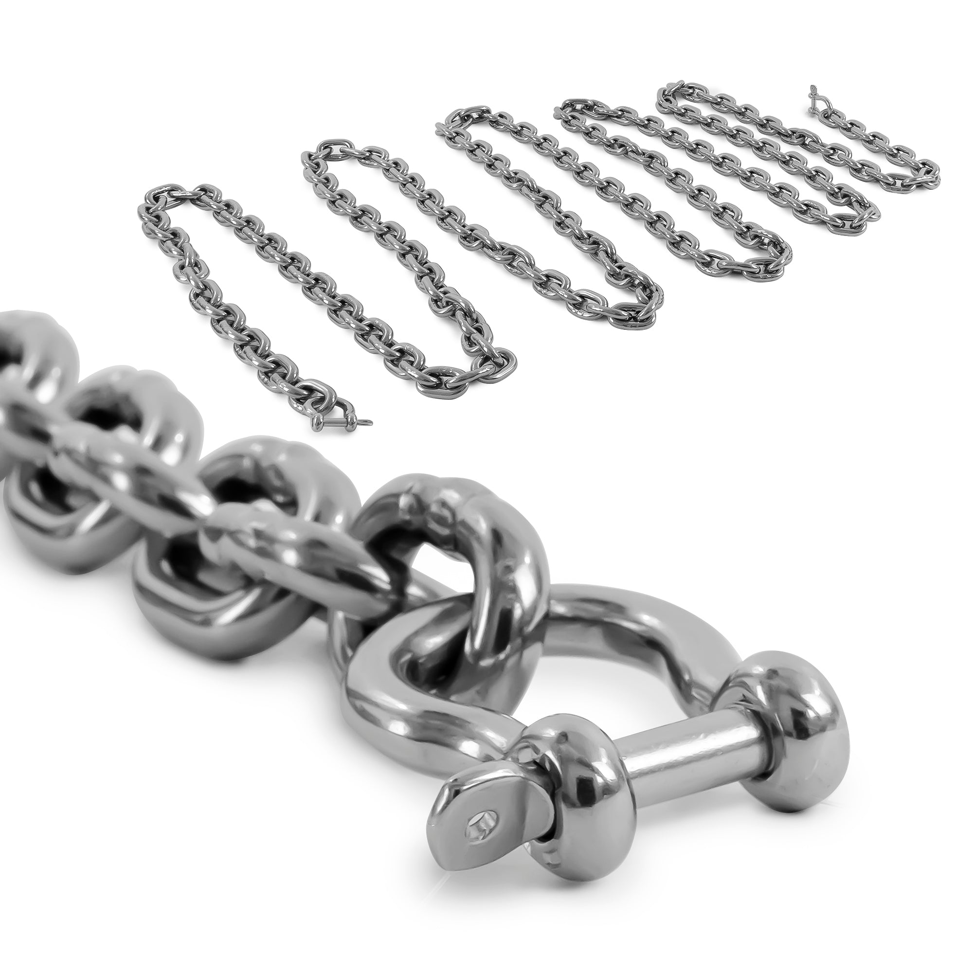 1/4" x 15' Boat Anchor Chain with 2 Stainless Steel Shackles, G4 High Test Stainless Steel Chain - FO4492-S15