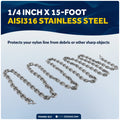 Anchor Chain 1/4" x 15' with 2 Shackles, HT G4 Stainless Steel - FO4492-S15 - Five Oceans