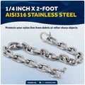 Anchor Chain 1/4" x 2' with 2 Shackles, HT G4 Stainless Steel - FO4492-S2 - Five Oceans