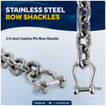 Anchor Chain 1/4" x 2' with 2 Shackles, HT G4 Stainless Steel - FO4492-S2 - Five Oceans