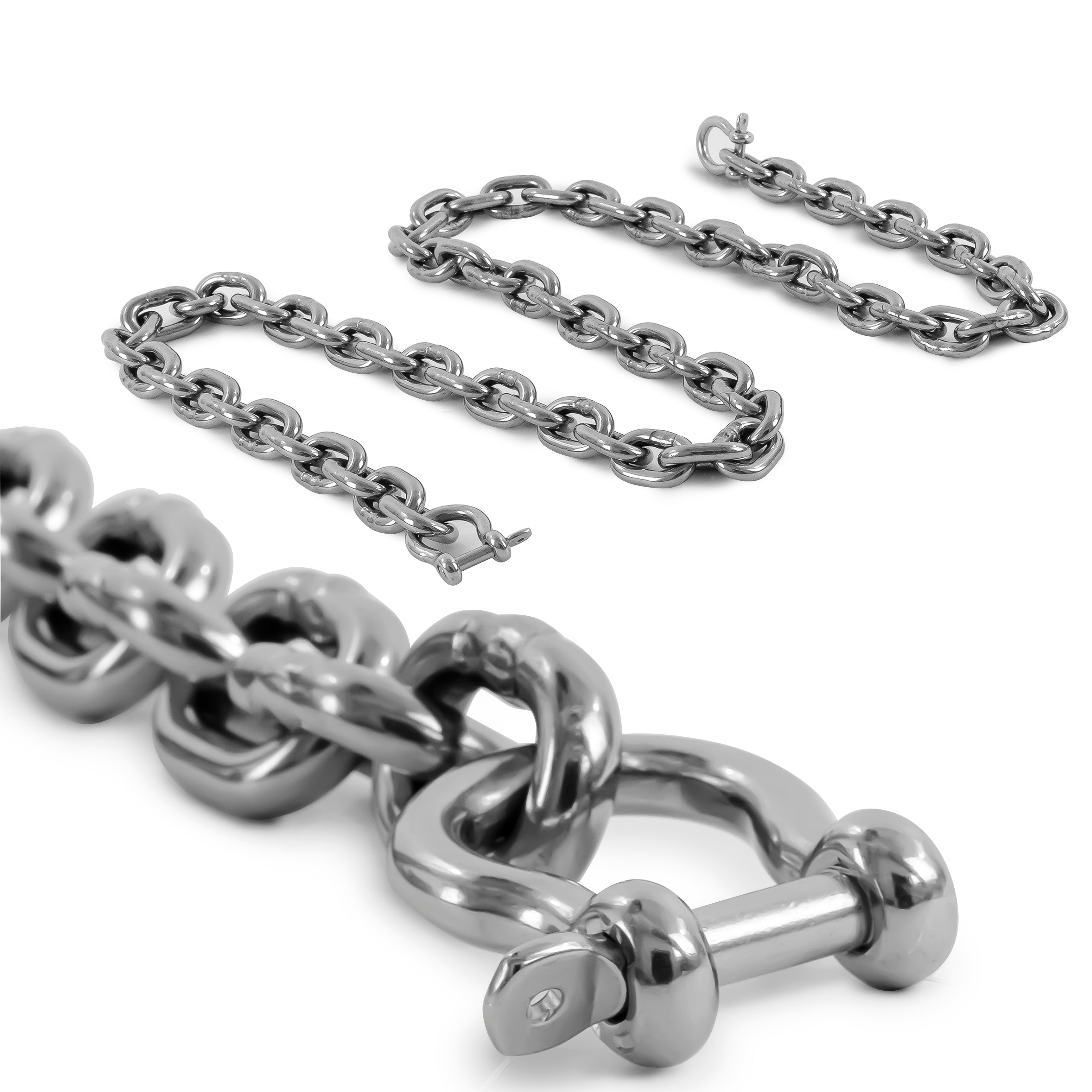 1/4" x 5' Boat Anchor Chain with 2 Stainless Steel Shackles, G4 High Test Stainless Steel Chain - FO4492-S5