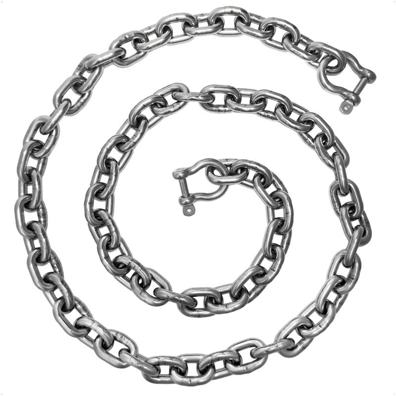 Anchor Chain 1/4" x 5' with 2 Shackles, HT G4 Stainless Steel - FO4492-S5 - Five Oceans