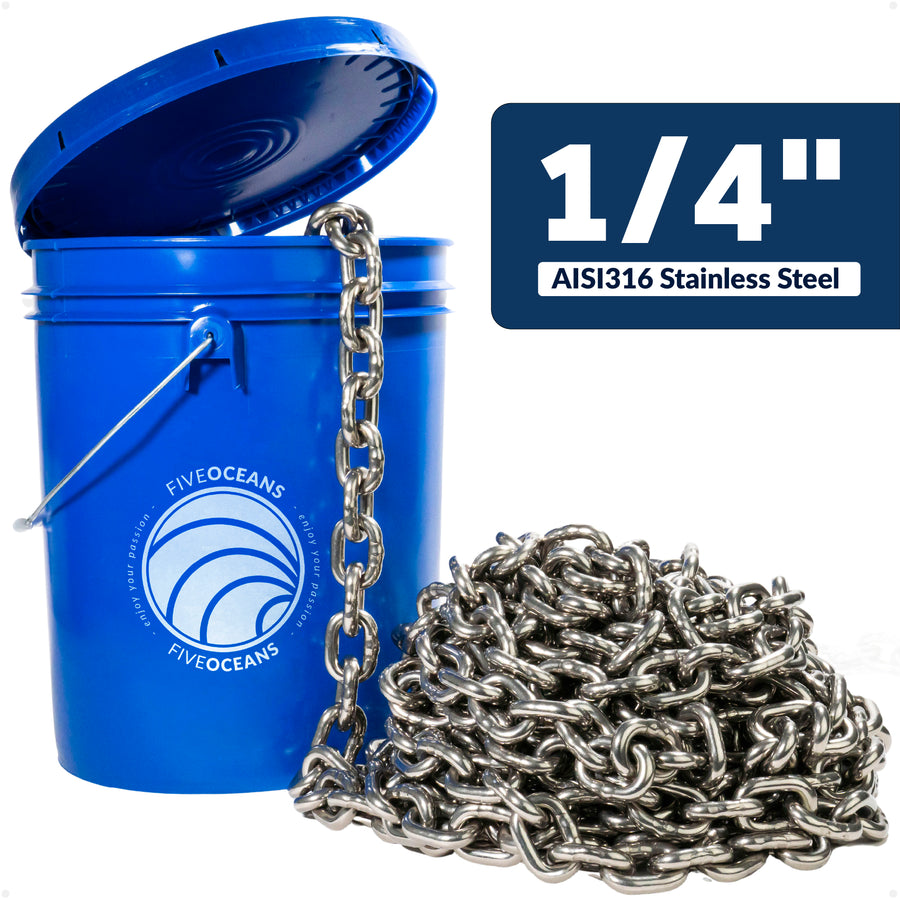 Windlass Anchor Chain 1/4" HT G4 - AISI316 Stainless Steel - (Per Foot) - FO4492 - Five Oceans