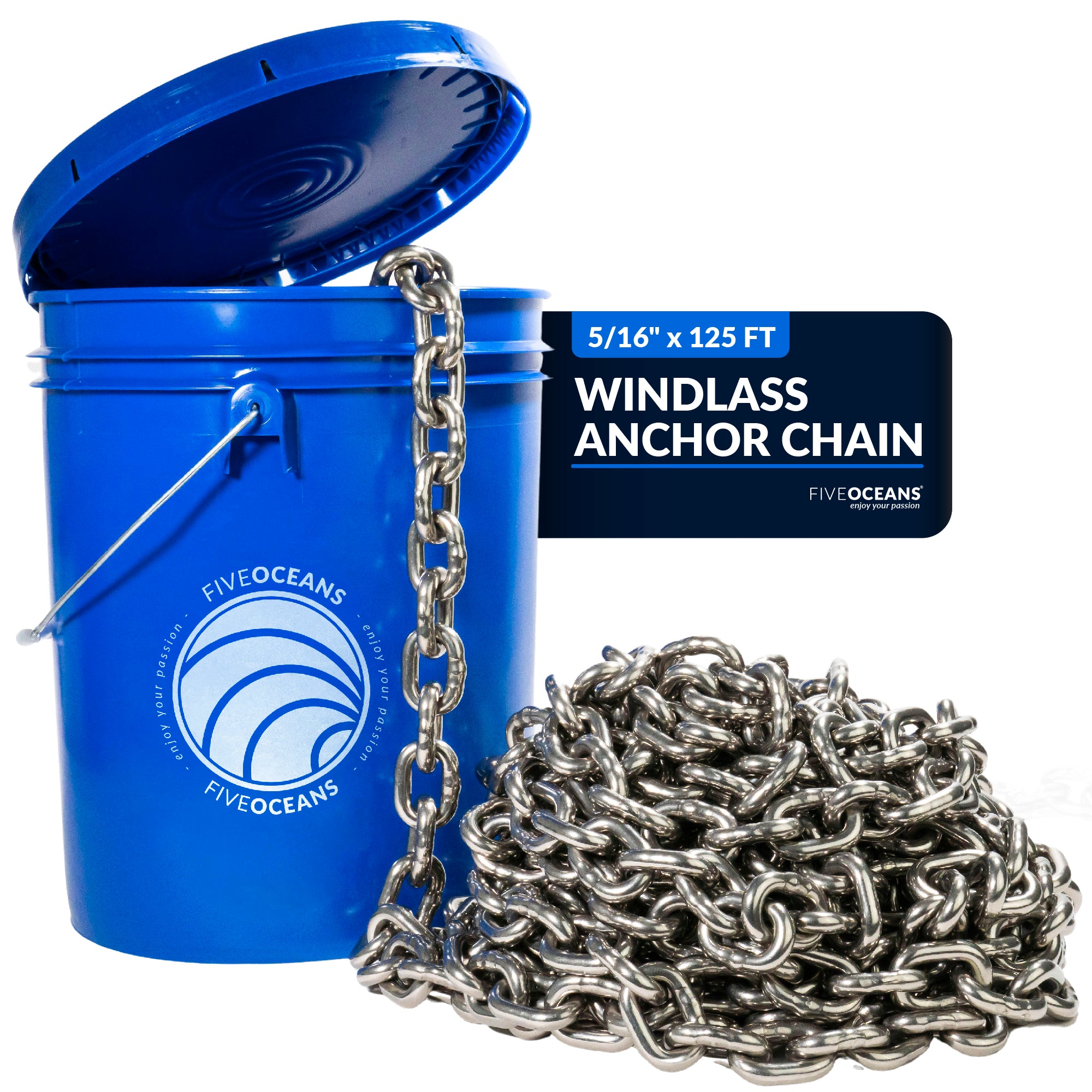 5/16" x 125'  Boat Windlass Anchor Chain HT G4 Stainless Steel - FO4493-M125