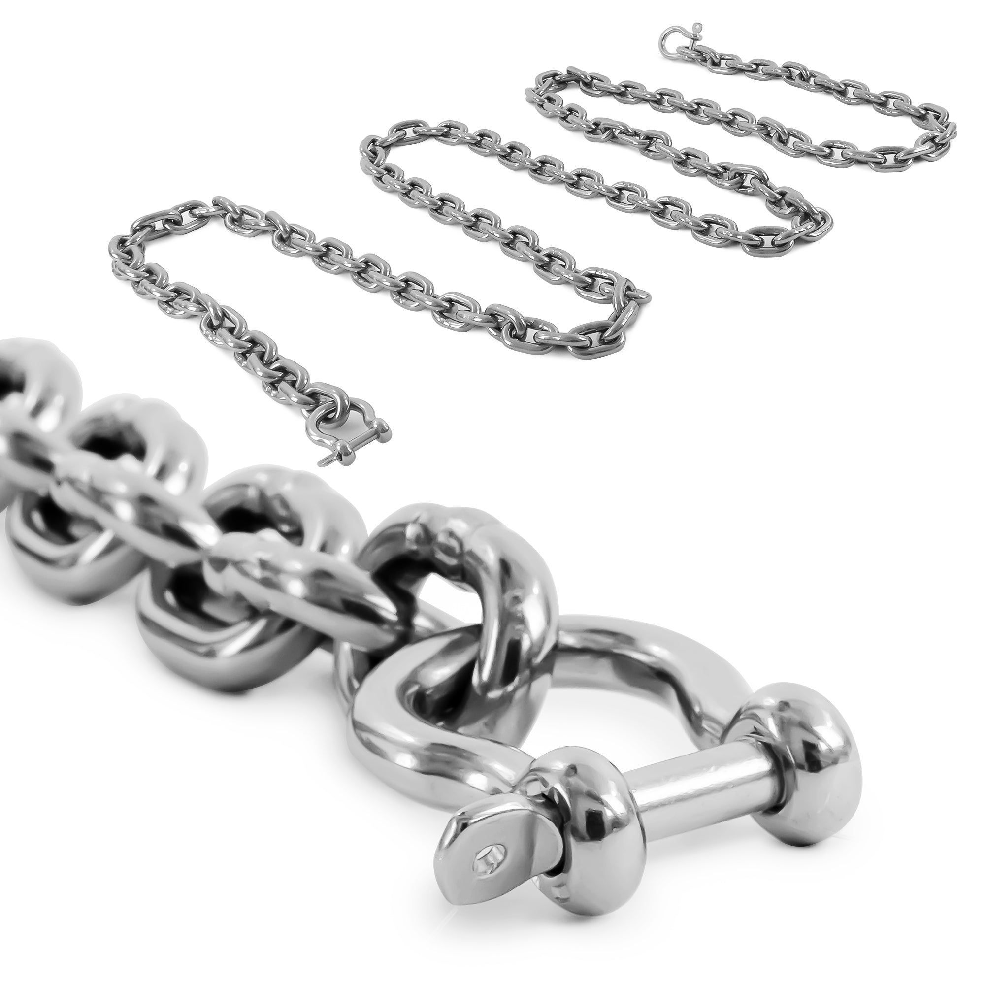 5/16" x 10' Boat Anchor Chain with 2 Stainless Steel Shackles, G4 High Test Stainless Steel Chain - FO4493-S10