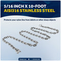 Anchor Chain 5/16" x 10' with 2 Shackles, HT G4 Stainless Steel - FO4493-S10 - Five Oceans