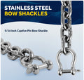 5/16" Anchor Chain with 2 Shackles, Marine-Grade HTG4 Stainless Steel - Five Oceans