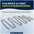 Anchor Chain 5/16" x 15' with 2 Shackles, HT G4 Stainless Steel - FO4493-S15 - Five Oceans