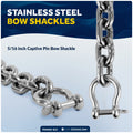 Anchor Chain 5/16" x 15' with 2 Shackles, HT G4 Stainless Steel - FO4493-S15 - Five Oceans