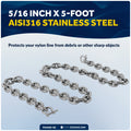 Anchor Chain 5/16" x 5' with 2 Shackles, HT G4 Stainless Steel - FO4493-S5 - Five Oceans
